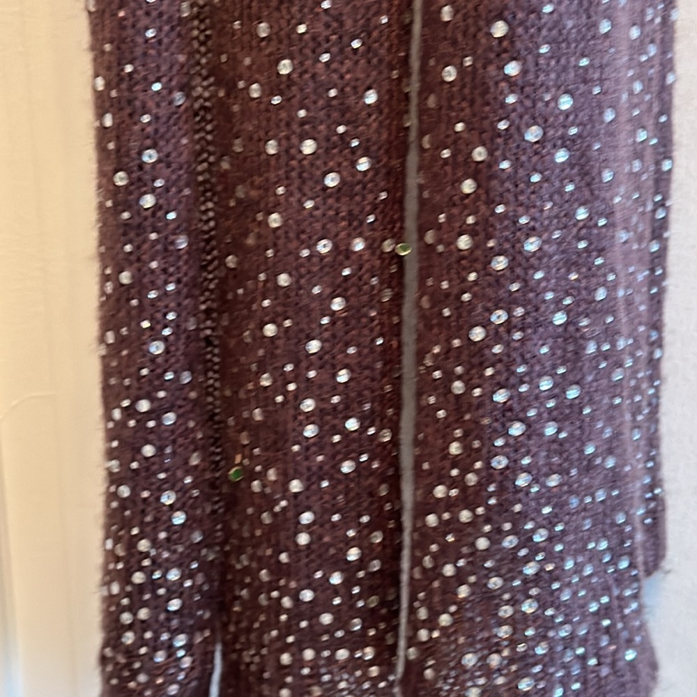Deep Matte Purple Scarf, Gems on Bottom (179)